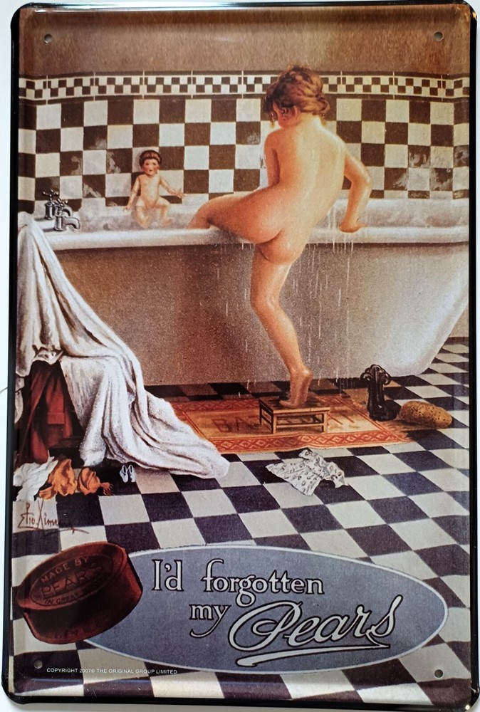 Vintage SOAP Forgotten PEARS Metal Sign 30x20cm Retro Decor