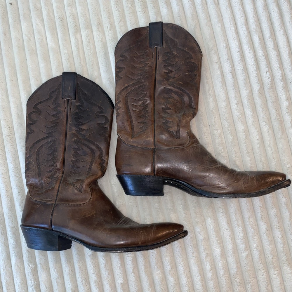 Justin Brown Men's 11.5D Western Cowboy Leather Boots