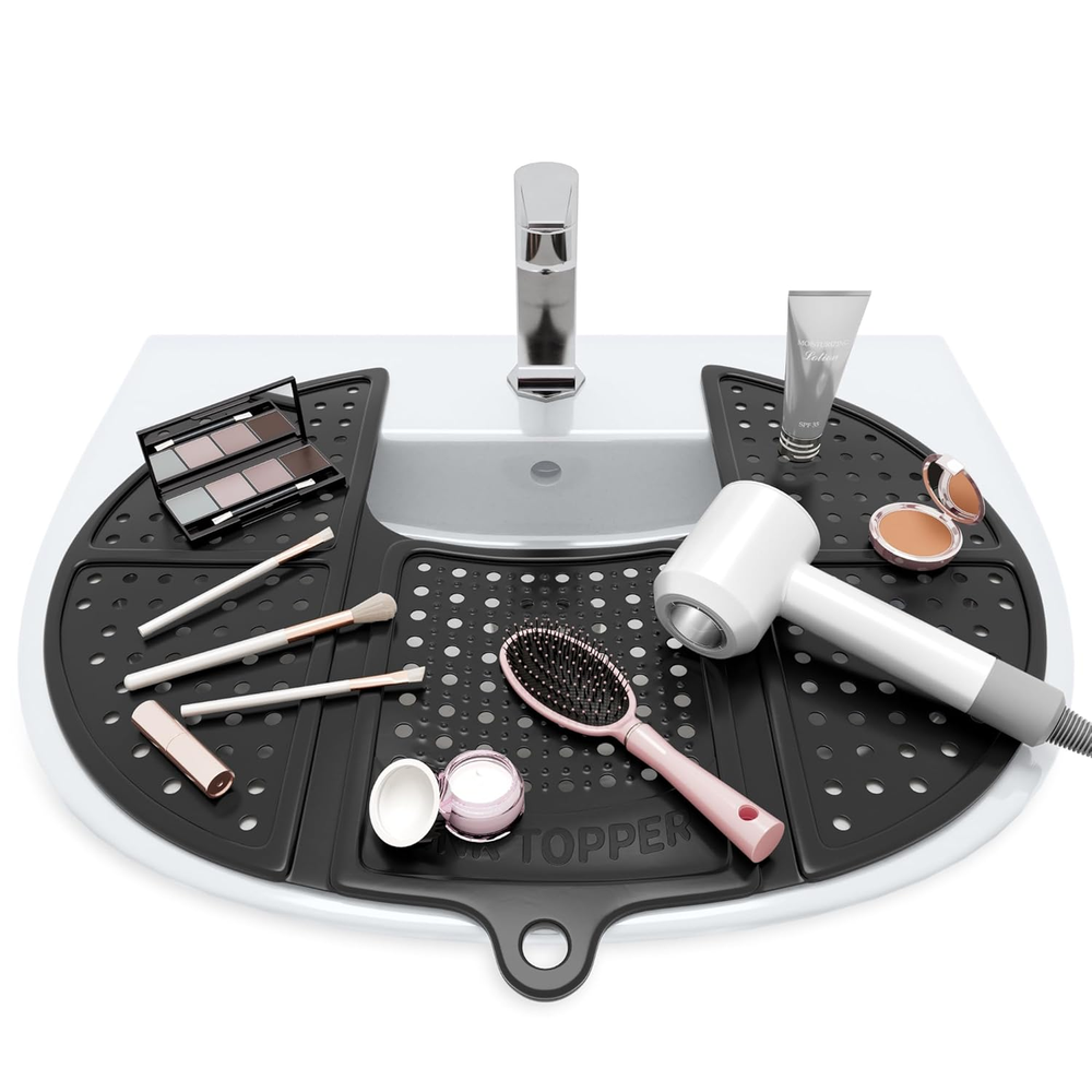 Bathroom Counter Cover & Storage Saver, Foldable Silicone Mat for Hot Tools, Hai