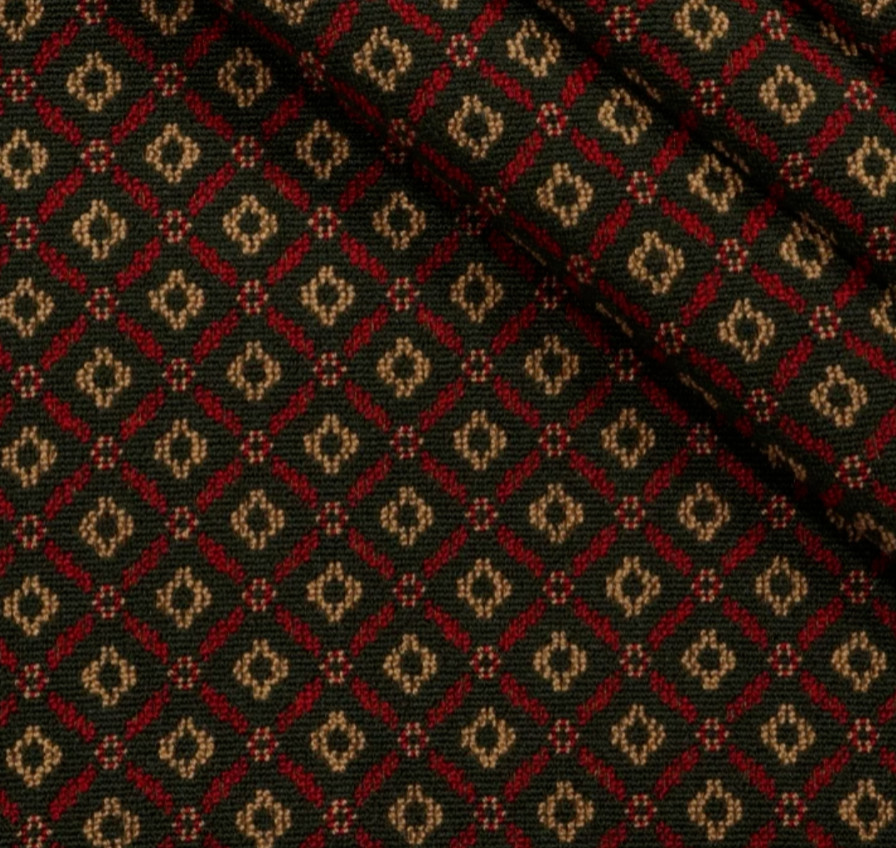 Scalamandré Art Square Grois Point Upholstery Fabric in Green/Red, BTY