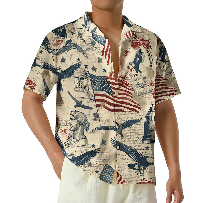 America Hawaii Shirt We The People Patriotic USA Flag Summer Beach Aloha