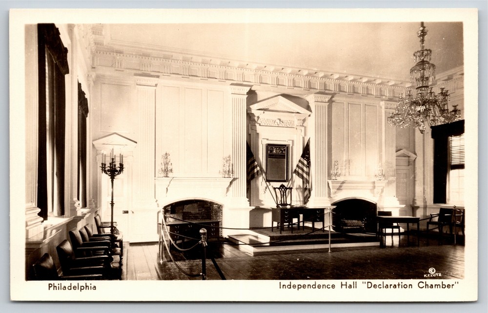 RPPC~Philadelphia PA~Independence Hall Declaration Chamber~Real Photo Postcard