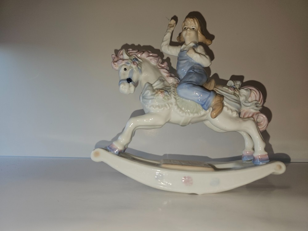 1991 Paul Sebastian Porcelain Rocking Horse Girl Figurine