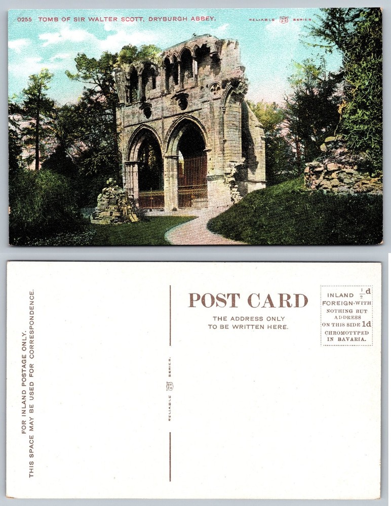 Tomb of Sir Walter Scott Dryburgh Abbey Scotland Antique Postcard