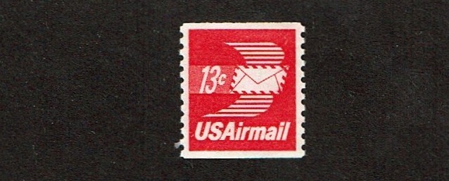 1971-3 U.S. AIRMAIL 13c WINGED ENVELOPE  p.10V COIL +Sc#C83 M/NH/OG +