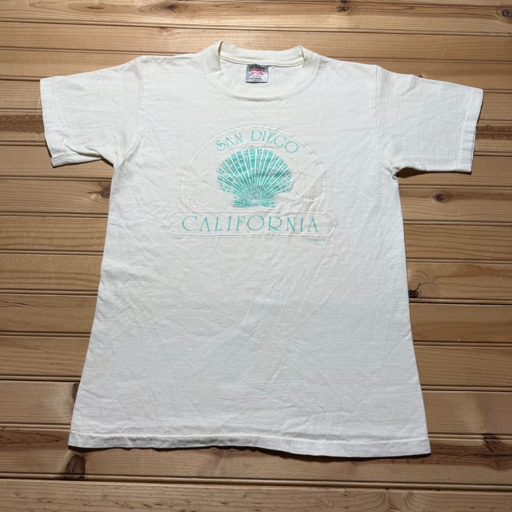Vintage 80s San Diego California Seashell Tourist Souvenir T-Shirt USA - Medium