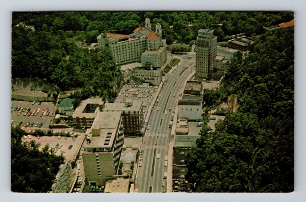 Hot Springs National Park AR-Arkansas Aerial View Central Ave Vintage Postcard