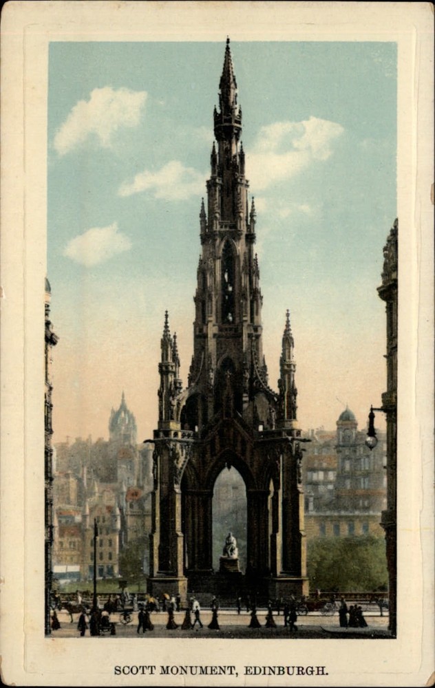 Edinburgh Scotland United Kingdom Scott Monument gel coat vintage postcard