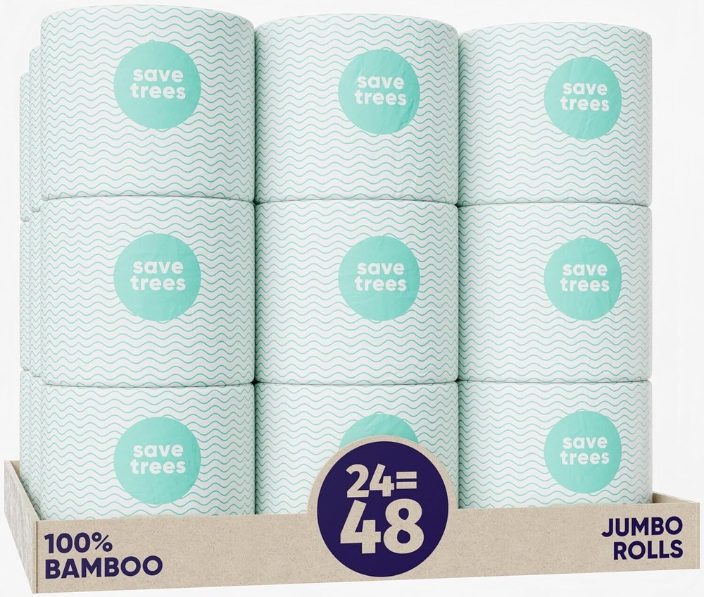 Bamboo Toilet Paper 24 Rolls Of Septic Safe Organic Toilet Paper 3-ply 300 Sheet