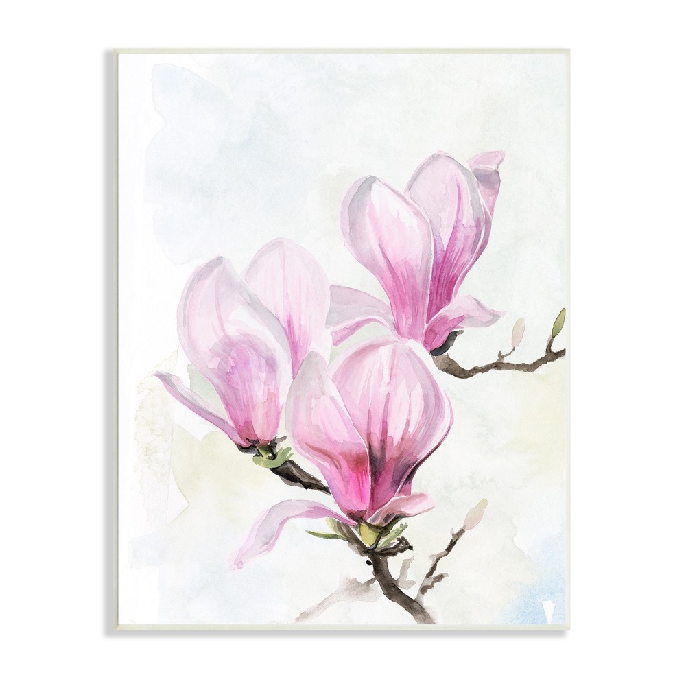 Soft Pink Magnolia Blossoms Watercolor Floral Art Print