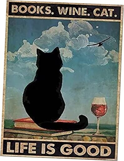 5D Diamond Painting Kits for Adults Black Cat Books Wine Art Kits Crafts Full