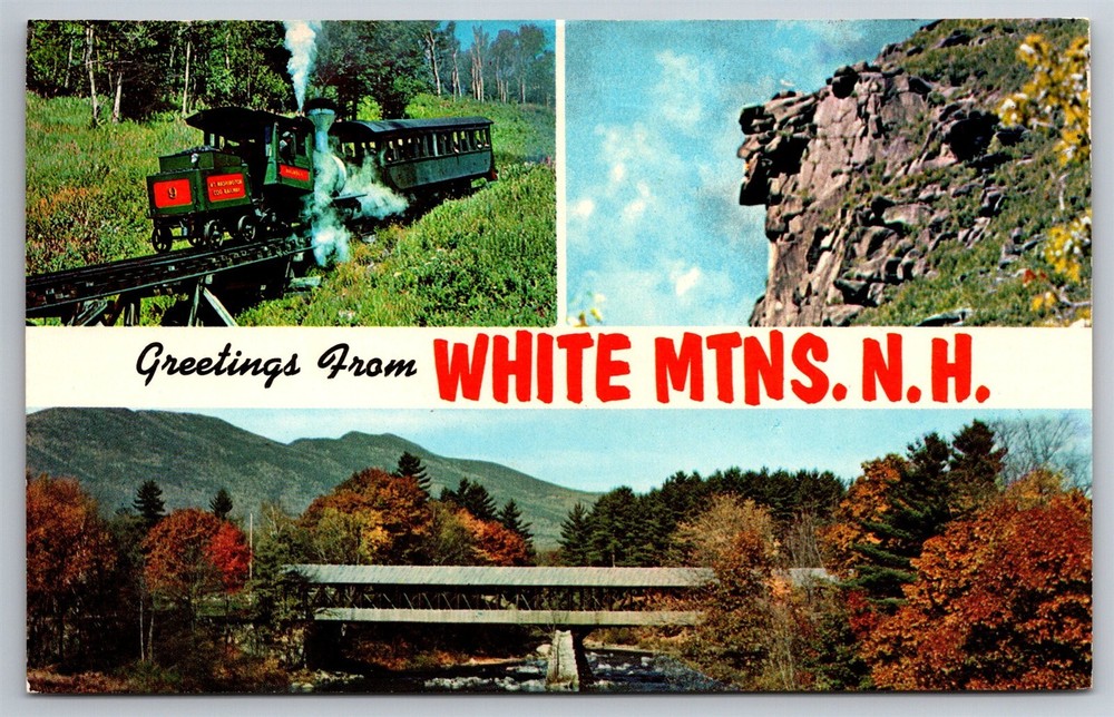 Greetings From White Mountains Multi View NH Postcard AC12
