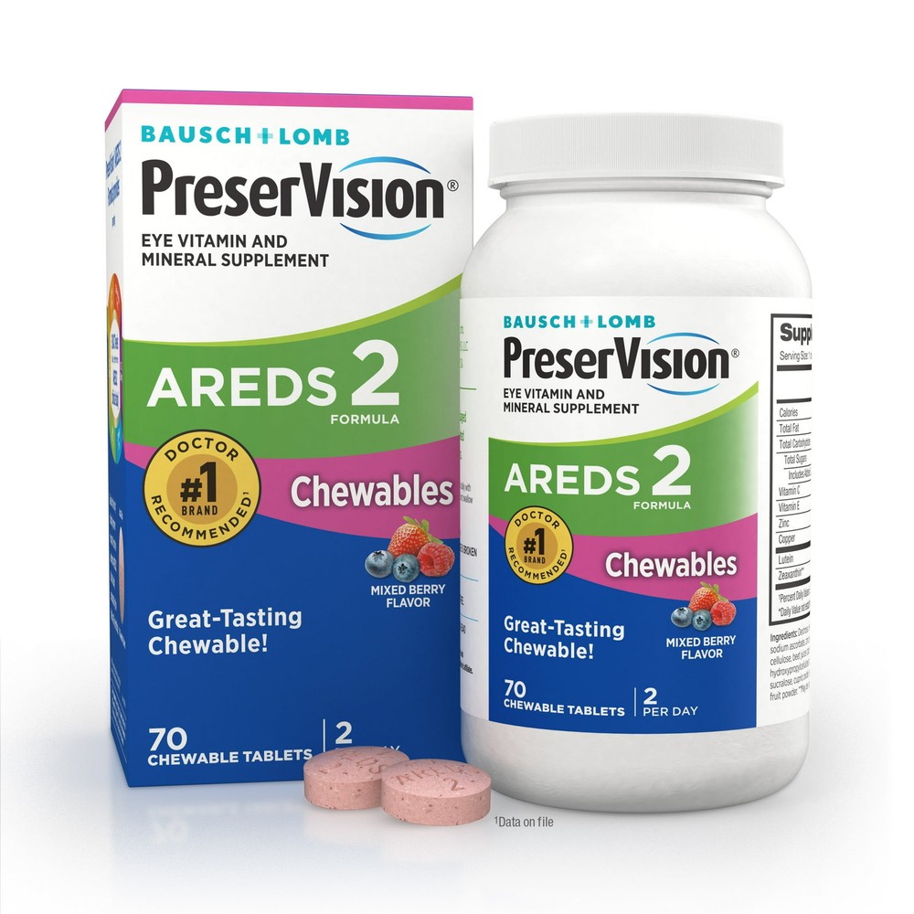 PreserVision AREDS 2 Eye Vitamin & Mineral Mixed Berry, 70 Chewables