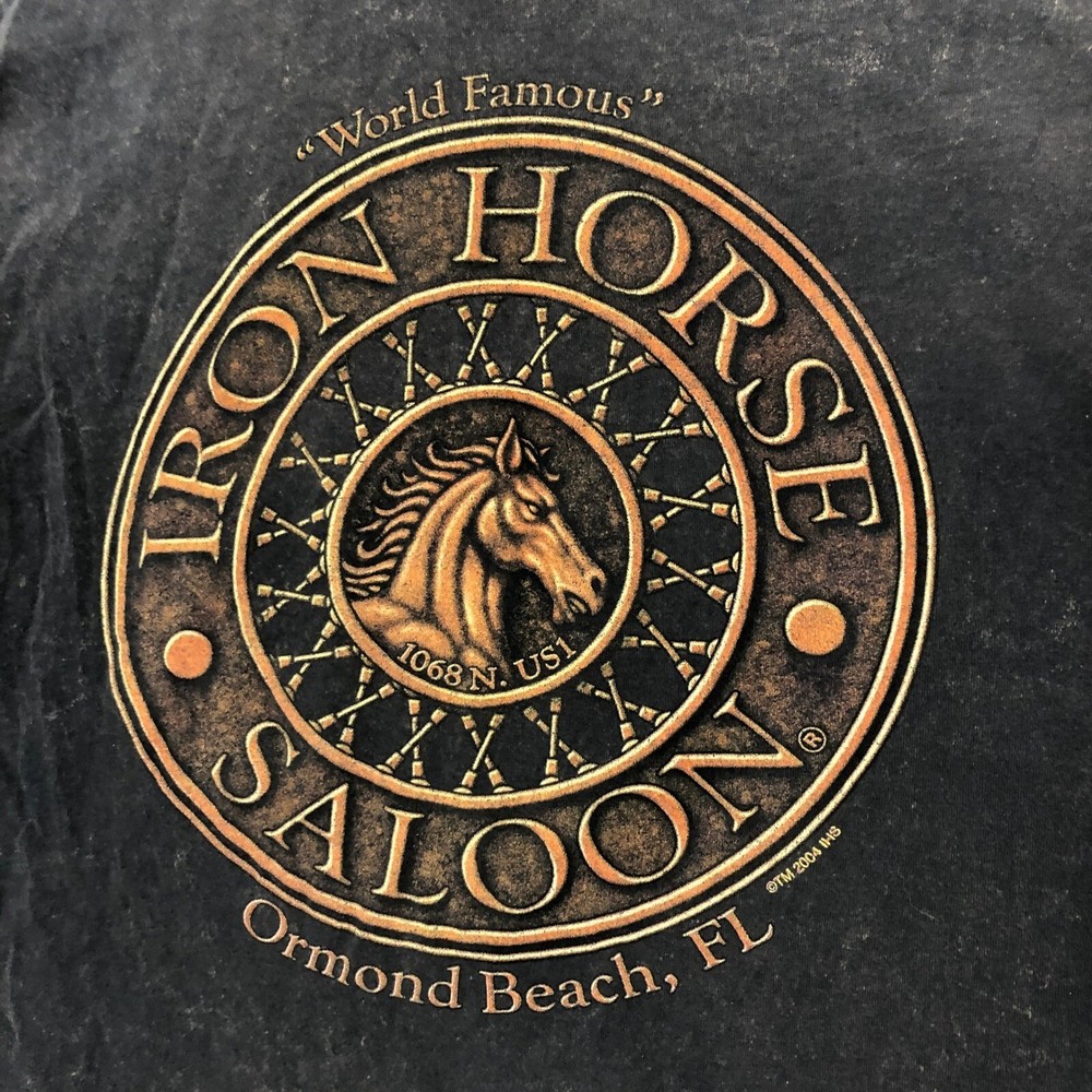 Iron Horse Saloon Distressed Short Sleeve Pocket Anvil Graphic T-Shirt Size L