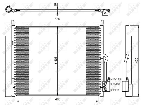 350053 NRF condenser, air conditioning for Opel, Vauxhall