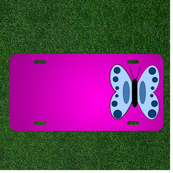 Custom Blue Butterfly Car License Plate with Personalized Names