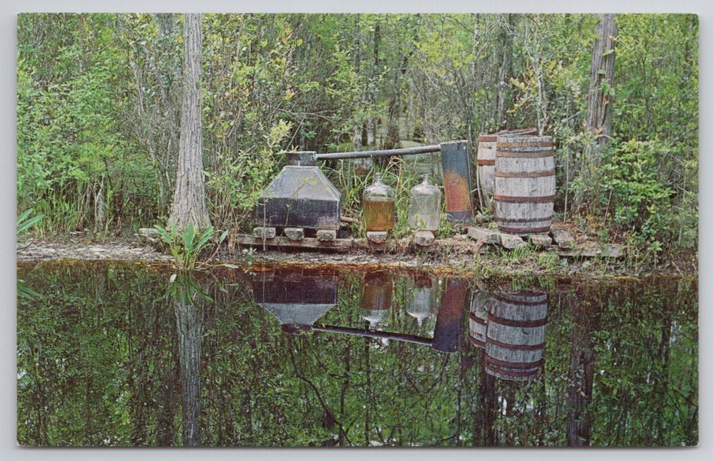 Vintage Moonshine Still Postcard Okefenokee Swamp Park Waycross Georgia