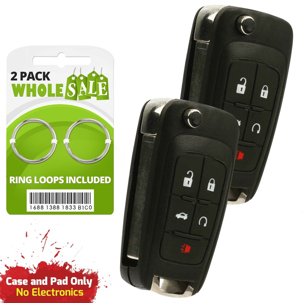 2012-2016 Buick Verano Flip Key Fob Replacement Case 2-Pack