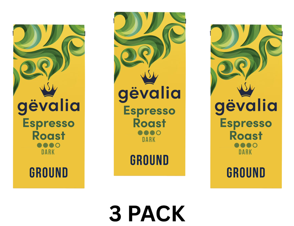 3 Pack - Gevalia Espresso Dark Roast Ground Coffee, 12 oz. Bag NEW  Free Shippin