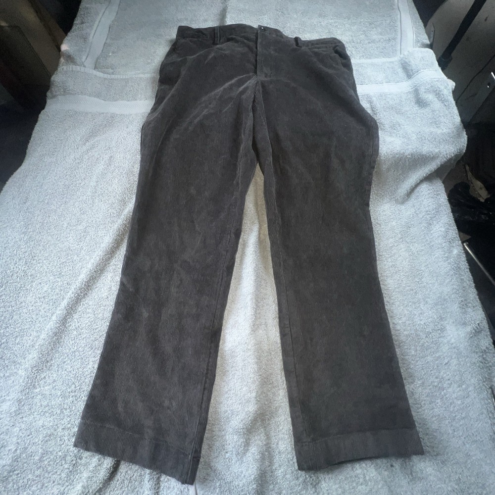 LL Bean Corduroy Pants Mens 36x30 Black Classic Fit Stretch Chino Casual