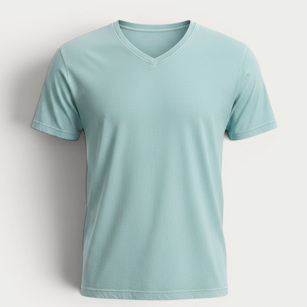 Tommy Bahama V-Neck T-Shirt Mens XL Light Aqua Blue Short Sleeve Cotton Tee