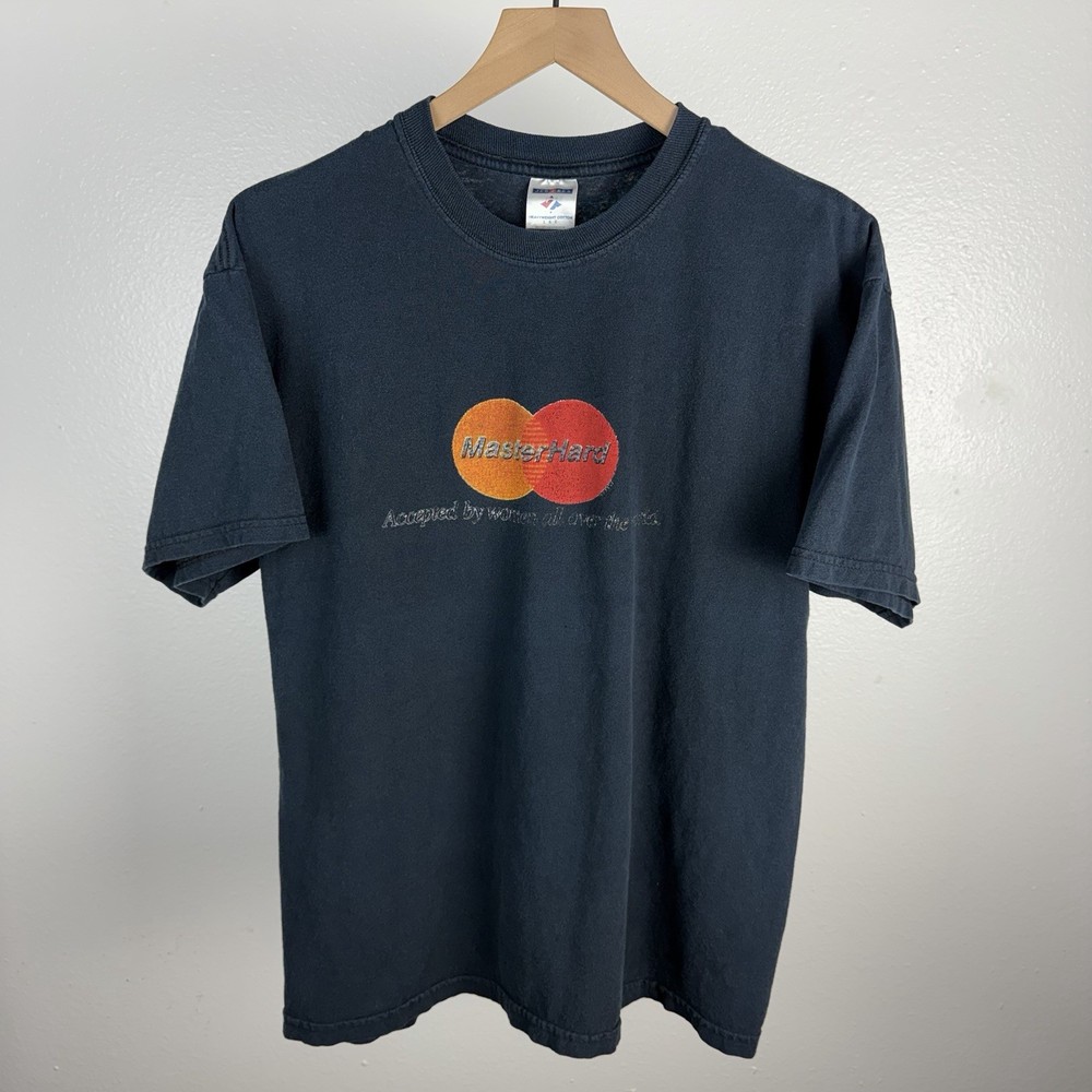 Vintage Master Card Hard Parody Funny T Shirt Accepted By Women Y2K Size Large