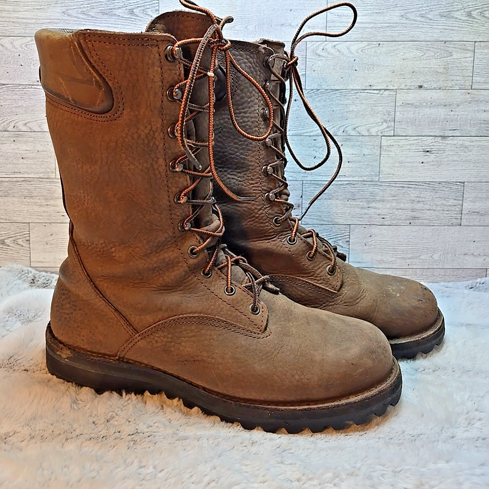 Danner Quarry USA 8 Inch Leather Waterproof Work Boots Brown Size 9.5 D