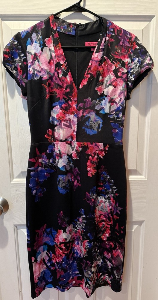 Betsey Johnson Women's Floral Sheath Dress Cap Sleeve Multicolor Size 6