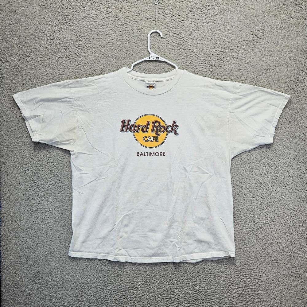 Hard Rock Cafe Baltimore T-Shirt Mens Size 2XL White Logo Tee Short Sleeve