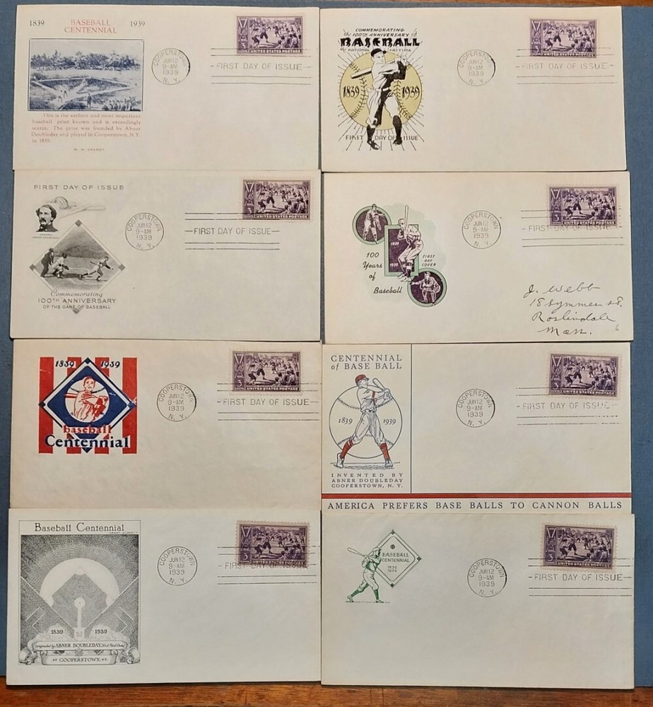 1939 Baseball Centennial ~ FDC ~ Collection ~ Cooperstown, NY Issues!