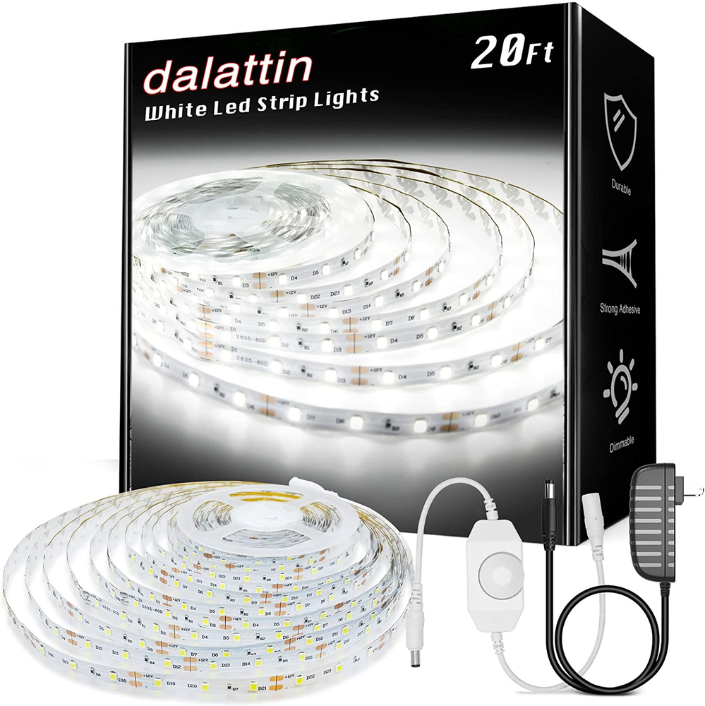 20Ft Super Bright White 24V LED Strip Lights Dimmable 6500K 360 Lumens