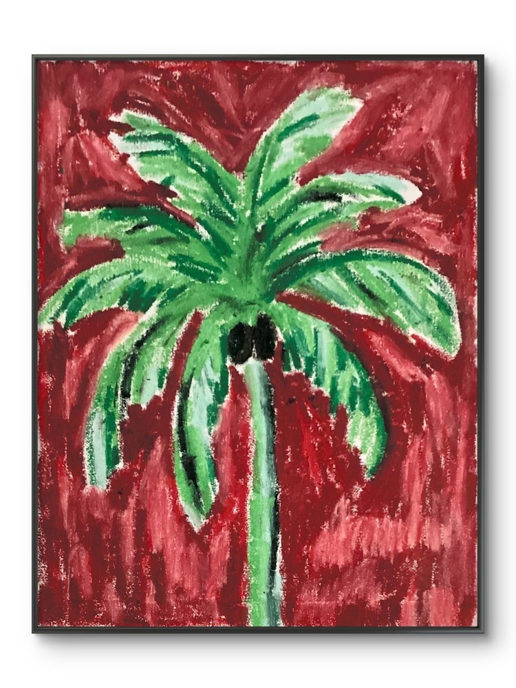 Contemporary Pop Bold Palm Tree Red Original Wall Art 11 by 14 Canvas