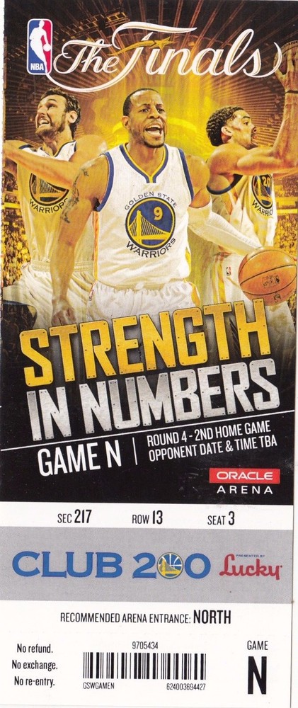 2015 GOLDEN STATE WARRIORS VS CLEVELAND CAVALIERS GAME #2 TICKET STUB NBA FINALS