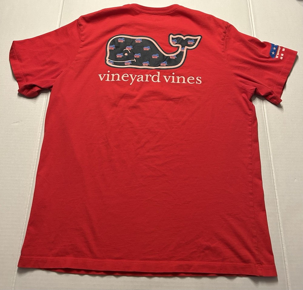 Vineyard Vines Red Republican Whale Pocket T Shirt Short Sleeve Elephant Large