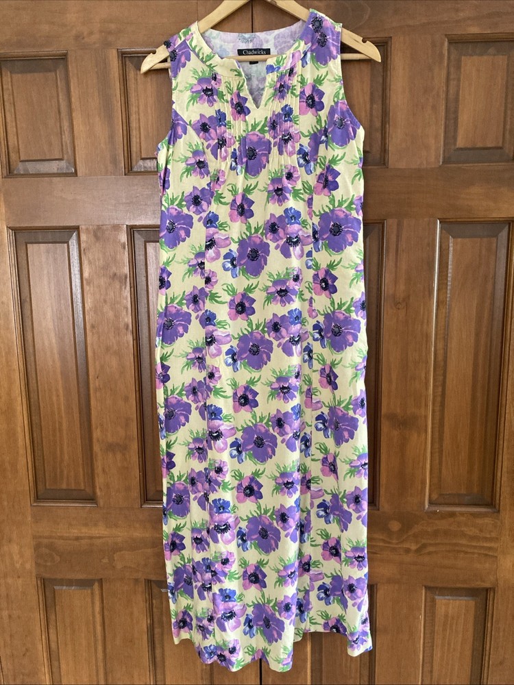 Chadwick’s Women’s Sz Medium Tall Linen Blend Floral Maxi Dress Sleeveless