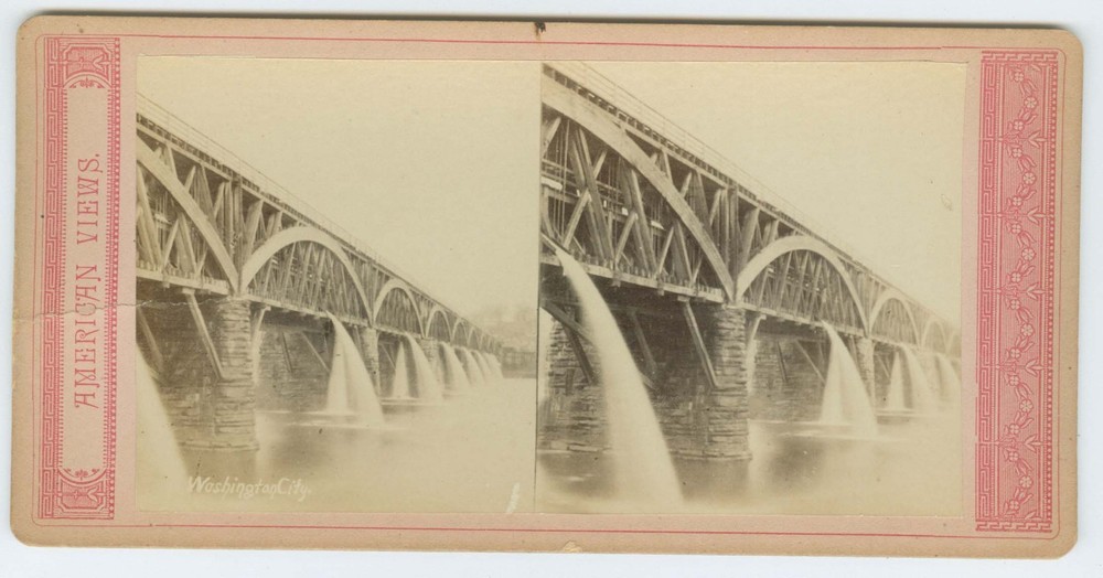 G2512~ WASHINGTON DC – Potomac River and Aqueduct Bridge 1870s Stereoview