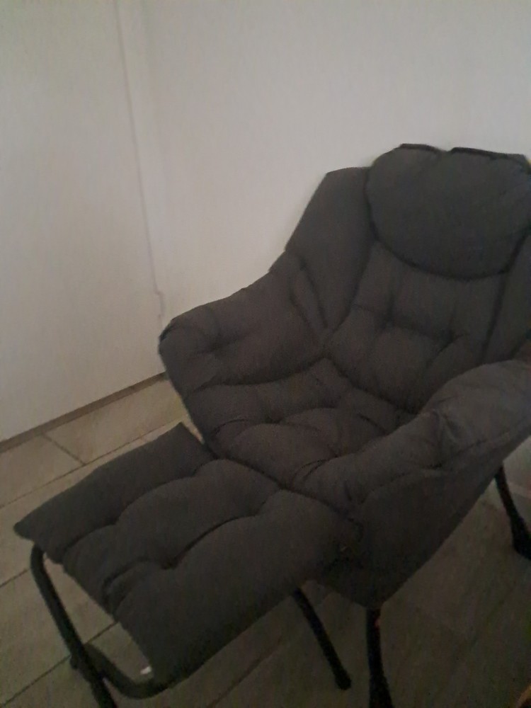 Comfy Grey Lazy Chair with Folding Ottoman - Perfect for Living Room & Dorms