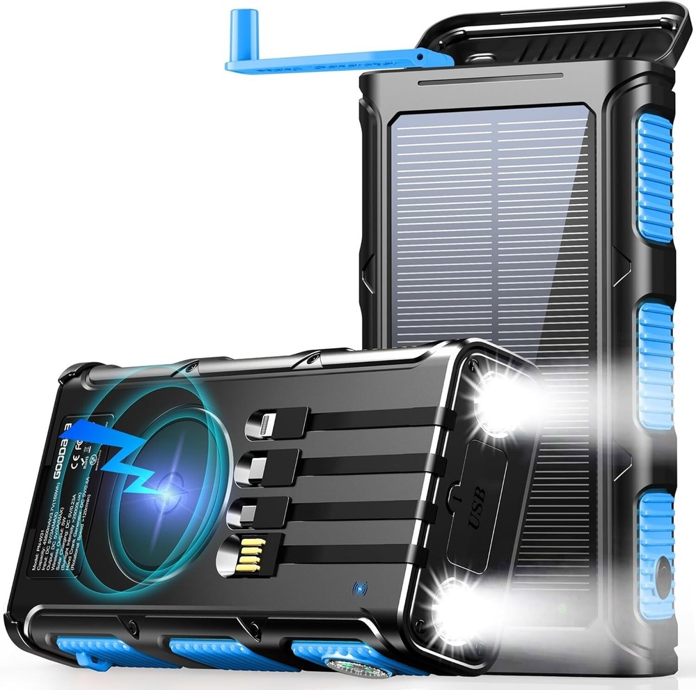 Heavy-Duty 45800mAh Power Bank: Wireless, Solar, and 5 Inputs for Your Devices