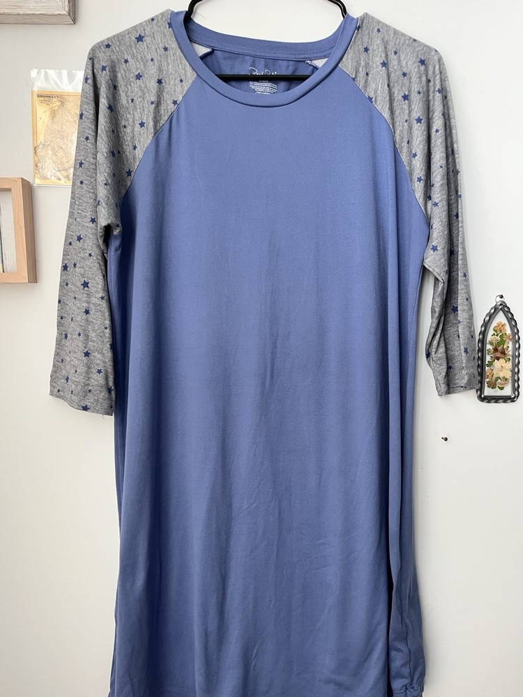 Rene Rofe Sleepwear Star Blue Nightgown Dress Women's Size Medium