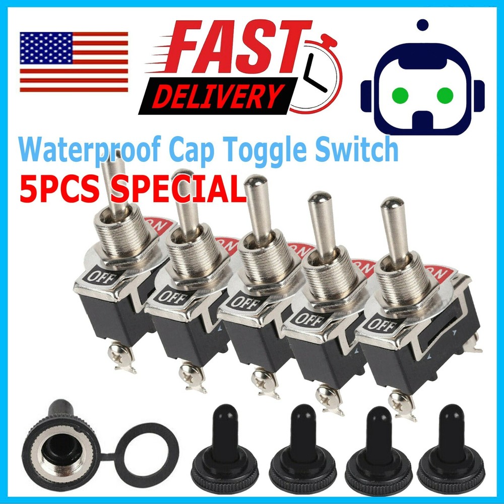 5X Toggle Switch Rocker Heavy Duty 15A 250V SPST 2 Terminal Car Boat Waterproof
