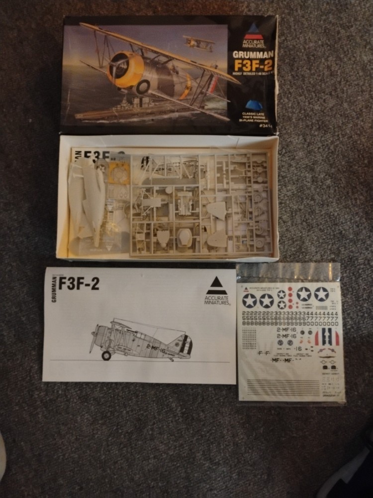 Accurate Miniatures 1/48 Scale Plastic Model Kit Grumman F3F-2 Bi-Plane Fighter-image