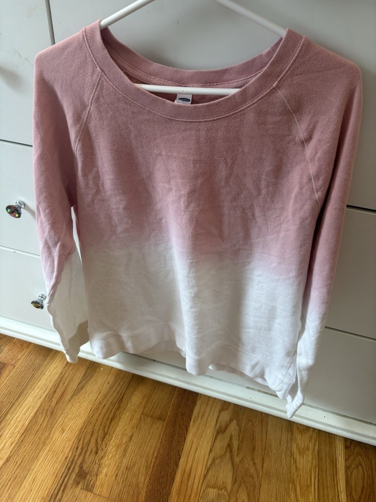 Old Navy Cotton Pink White Ombre Medium Long Sleeve Sweatshirt