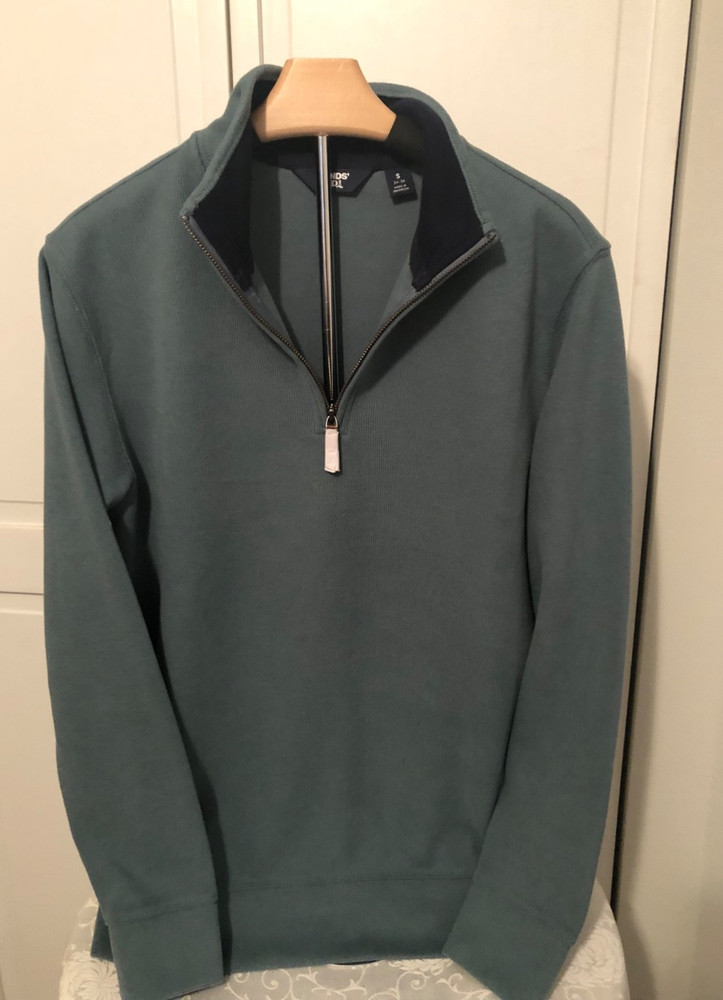 Lands End Blue/Gray Quarter Zip Pullover Sweater Sweatshirt Men S NWOT