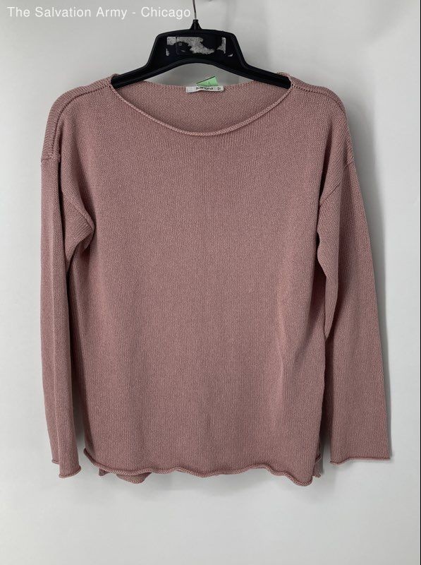 Kangra Womens Pink Long Sleeve Boat Neck Knitted Pullover Sweater Size Large