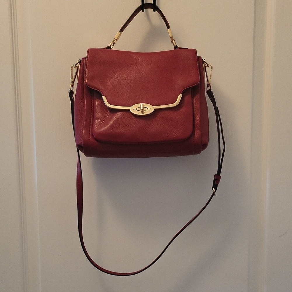 Coach Madison Sadie Scarlet Red Leather Handle Crossbody Bag H1369-26624