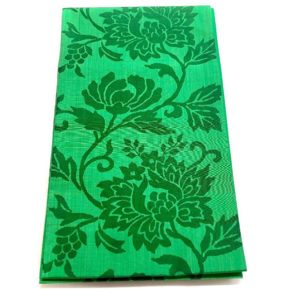 Fukuro Obi Pure Silk Kimono Sash Green Flower Arabesque 415cm Gently Used