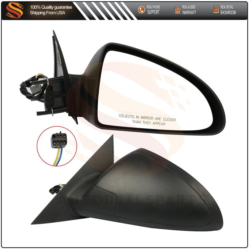 Pair Side View Mirrors For 2005-2009 Pontiac G6 Power Black Textured Manual Fold