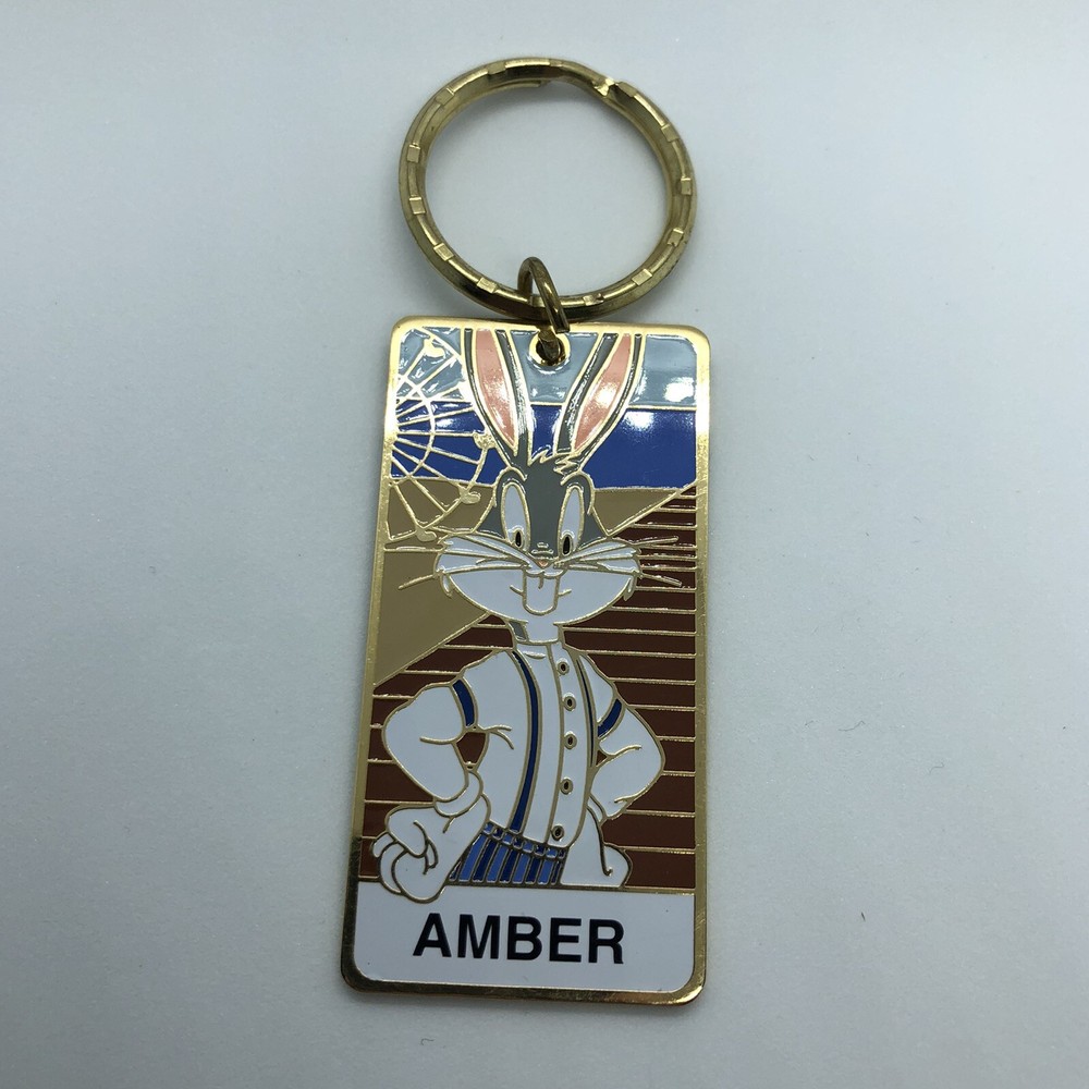 Atlantic City WB Bugs Bunny Metal Souvenir Keychain w/ Personalized Name Amber