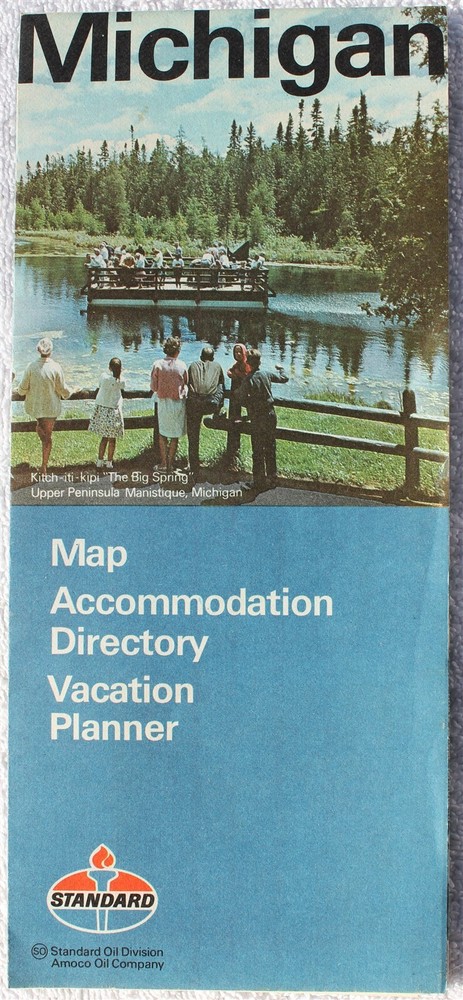 NOS 1976 Michigan Map Accommodation Directory Vacation Planner Standard Oil Co-image