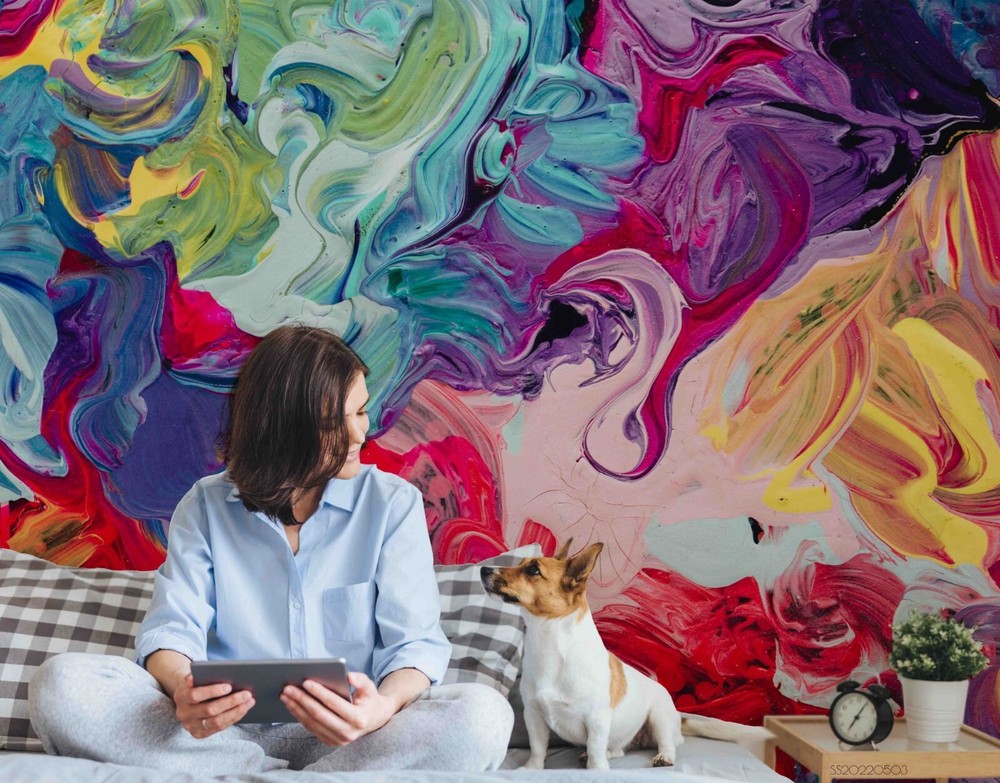 3D Abstract Color Graffiti Wall Murals Wallpaper Murals Wall Sticker-image